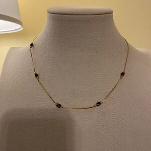 Gold Chain Necklace with Black Stone Accents